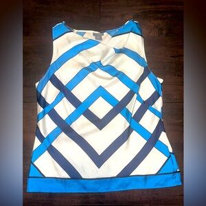 Blue and White Geometric Women's Top Ann Taylor 4P